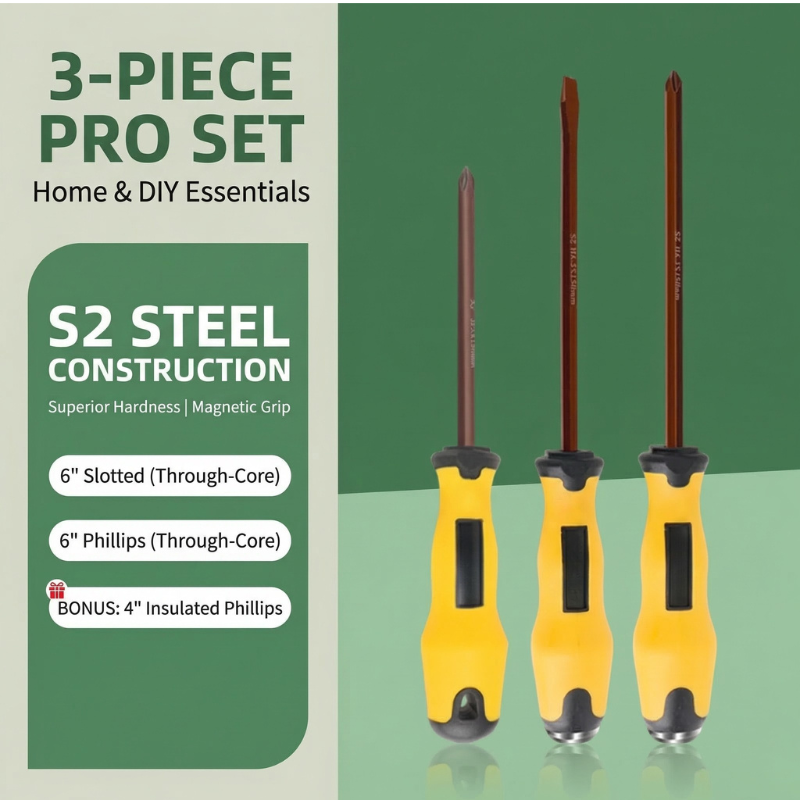 MHS 2-Piece Screwdriver Set – 6" Hammer Cap & 4" Insulated Phillips