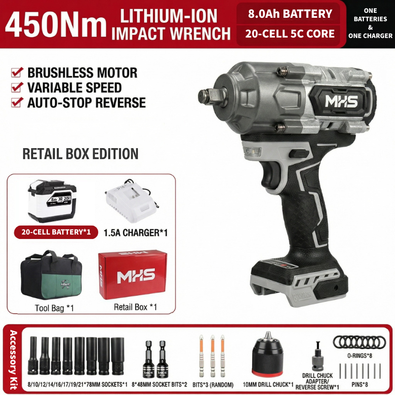 MHS Titan 450Nm Brushless Cordless Impact Wrench