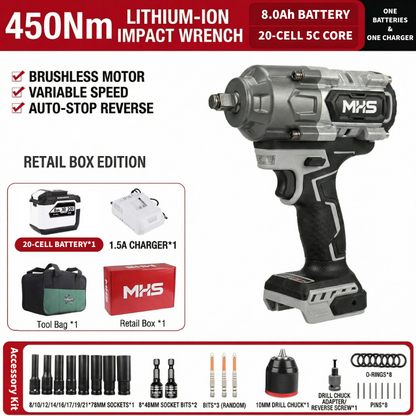 MHS Titan 450Nm Brushless Cordless Impact Wrench