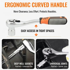 MHS 53-Piece 1/4" Drive Ratchet & Socket Set