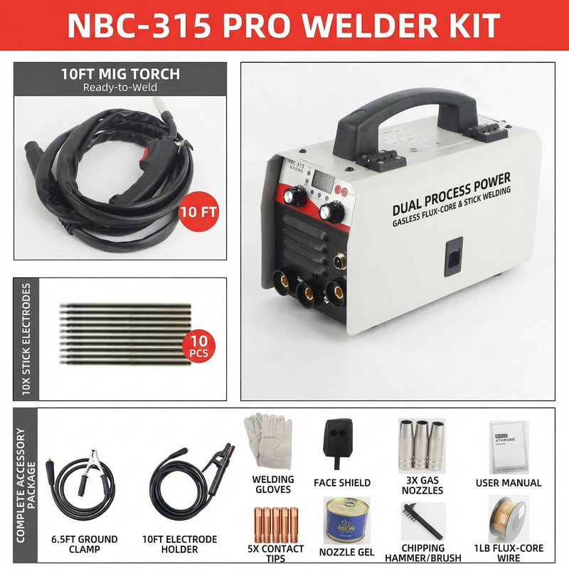 MHS NBC-315 Gasless MIG Welder Kit