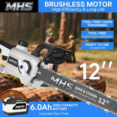 MHS 12-Inch Brushless Cordless Chainsaw with LCD Display