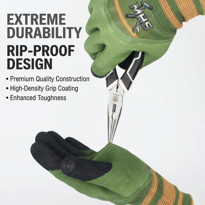 MHS Heavy-Duty Rubber Coated Work Gloves – 10 Pairs