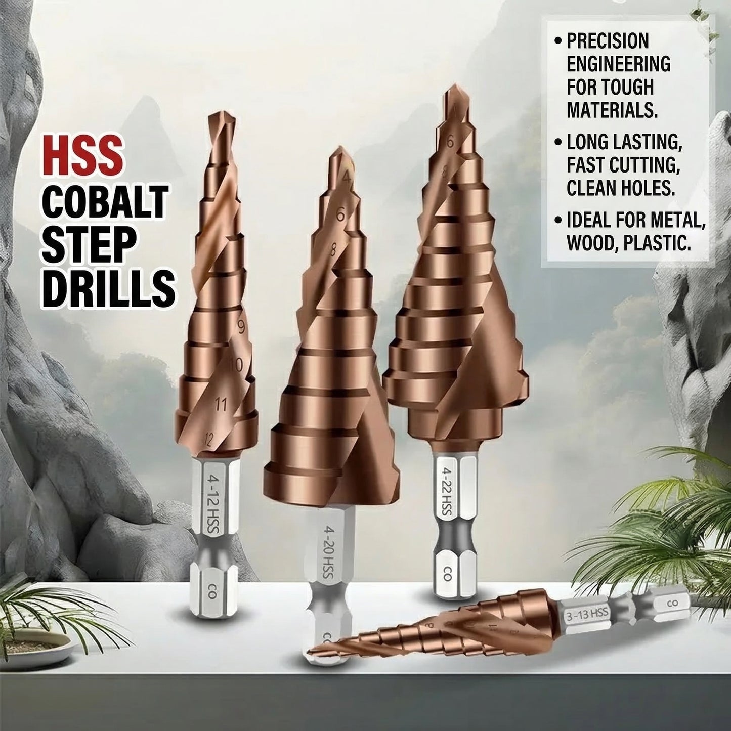 MHS M35 Cobalt Steel Step Drill Bit (4–12mm, 9-Step)