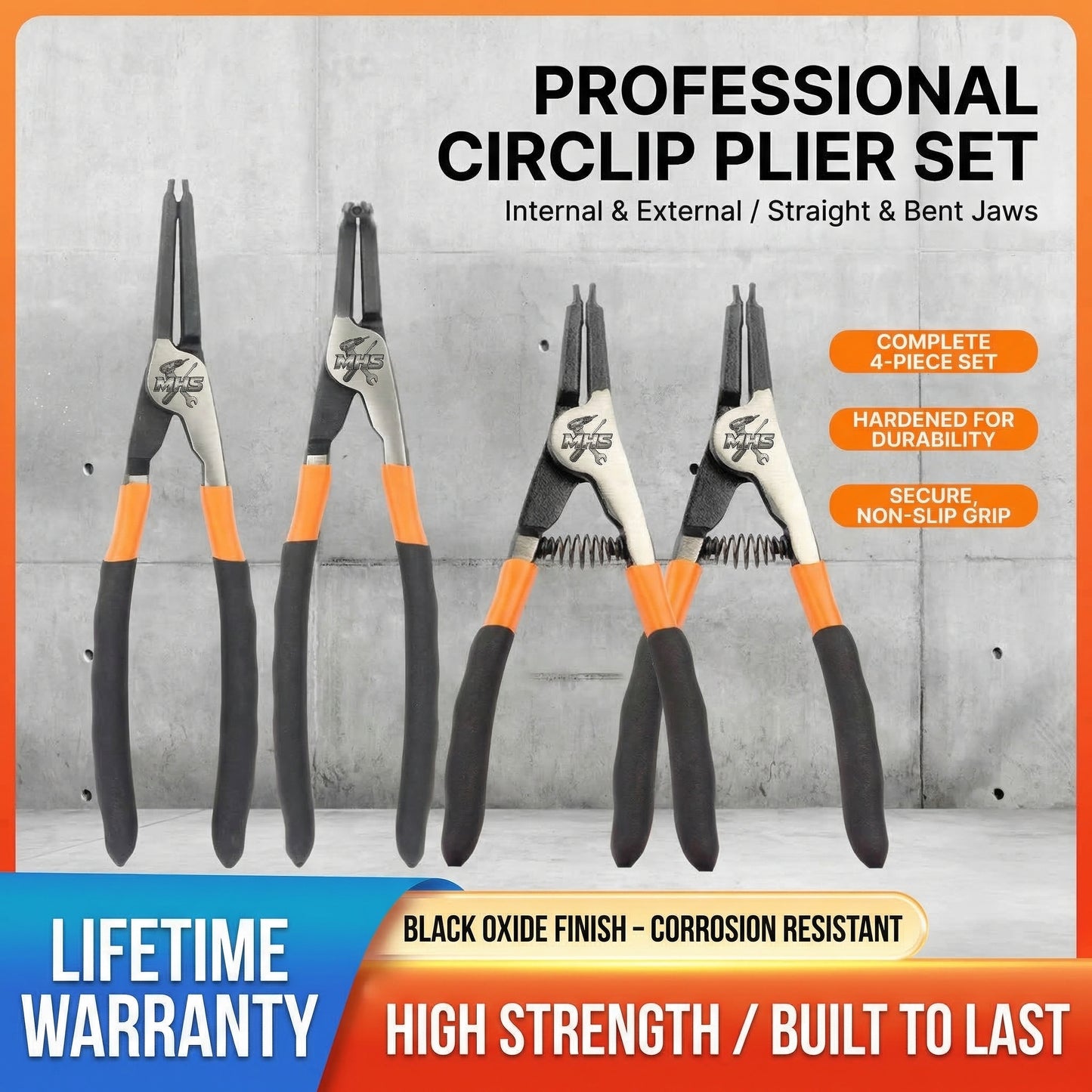 MHS Multi-Function Snap Ring Pliers for Internal & External Circlips