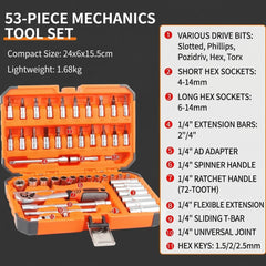 MHS 53-Piece 1/4" Drive Ratchet & Socket Set