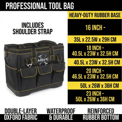 MHS Heavy-Duty Oxford Fabric Tool Bag with Rubber Base