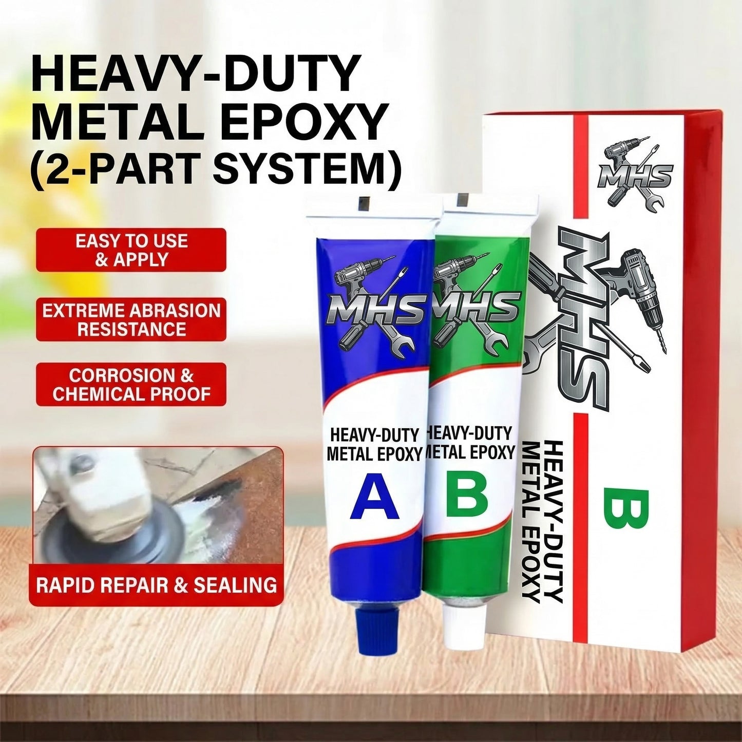 MHS High-Strength 2-Part Epoxy Adhesive for Metal Repair