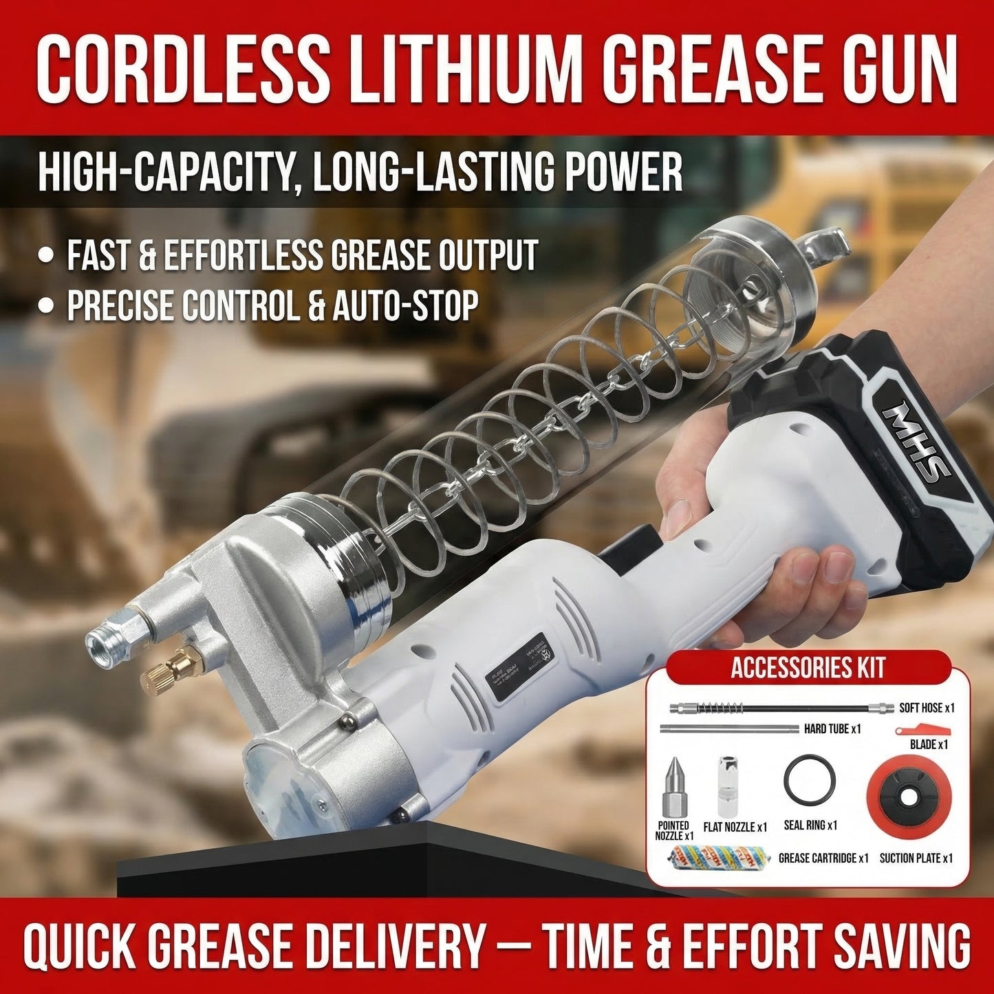 MHS Heavy-Duty Cordless Grease Gun Kit