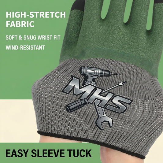 MHS Heavy-Duty Rubber Coated Work Gloves – 10 Pairs