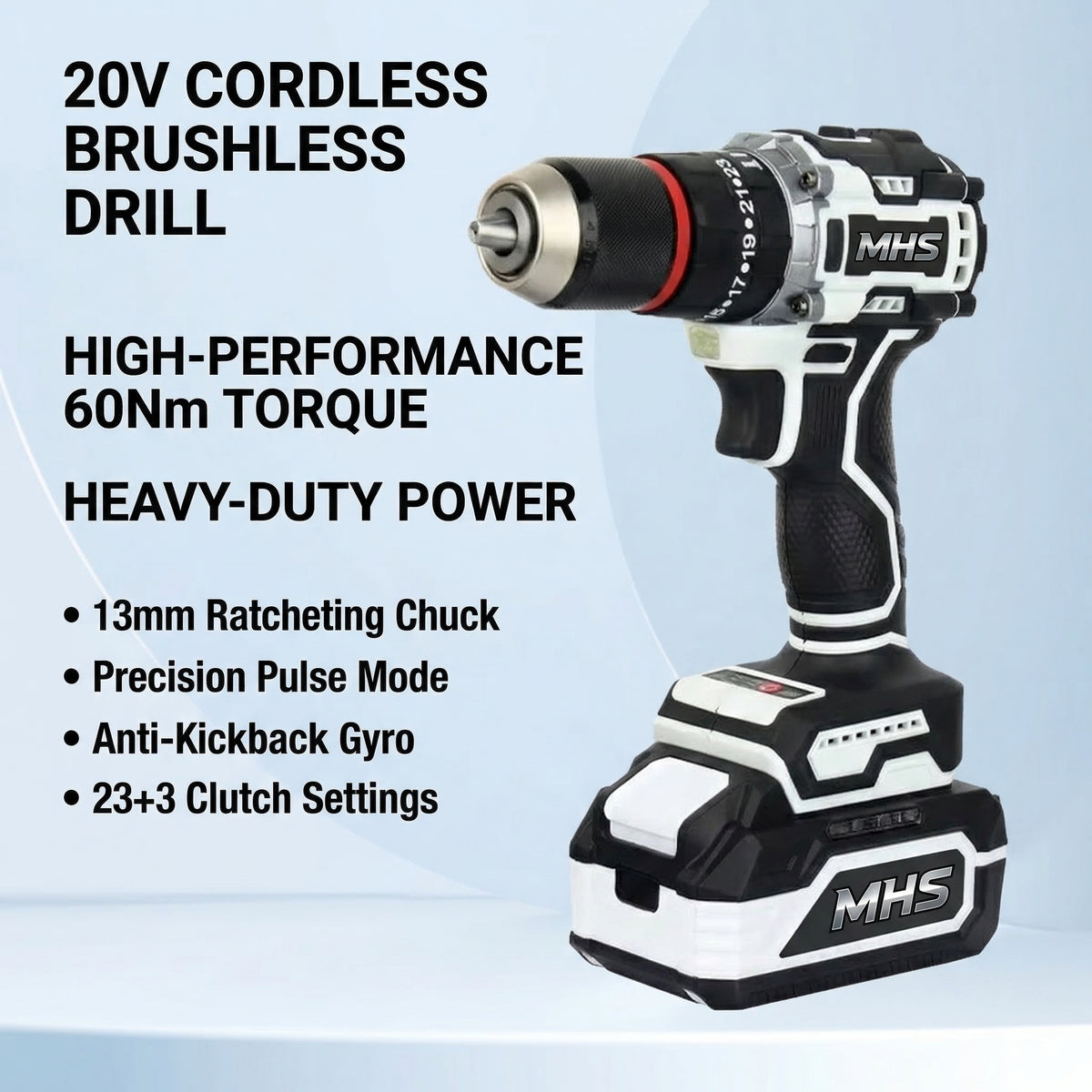 MHS 21V Brushless Cordless Drill Driver with Pulse Mode
