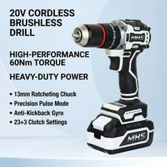 MHS 21V Brushless Cordless Drill Driver with Pulse Mode