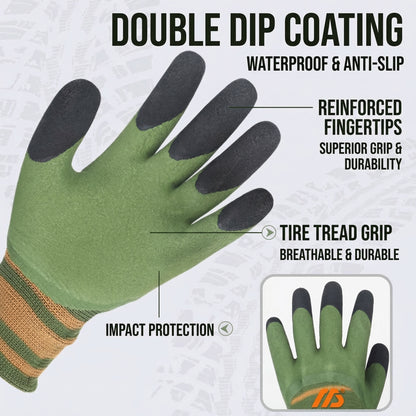 MHS Heavy-Duty Rubber Coated Work Gloves – 10 Pairs
