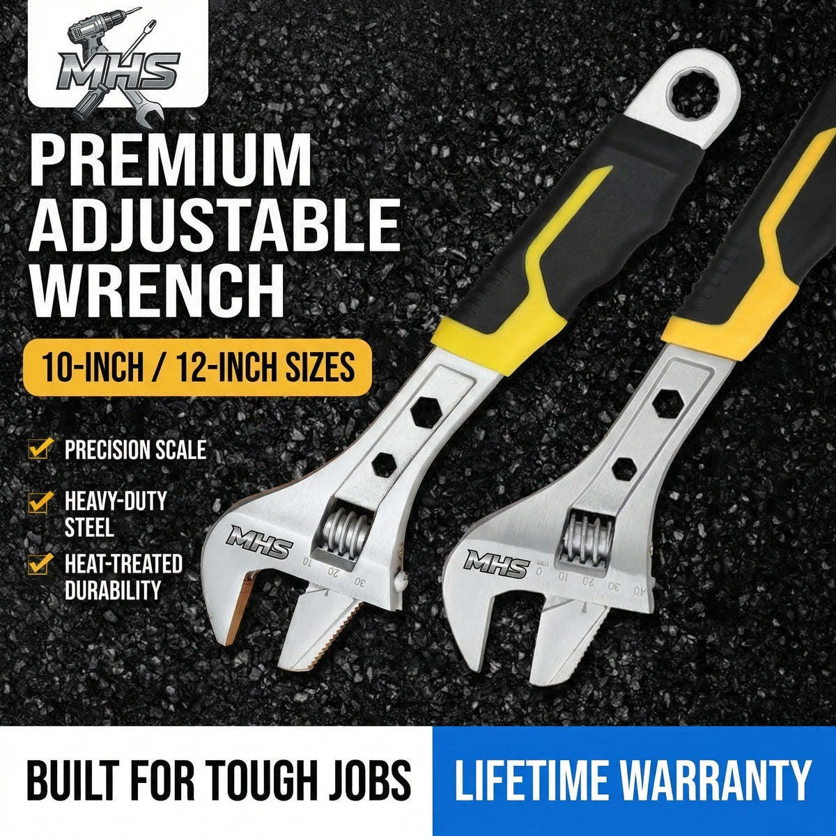 MHS 2-in-1 Pipe Wrench – 10" & 12" with Lifetime Warranty