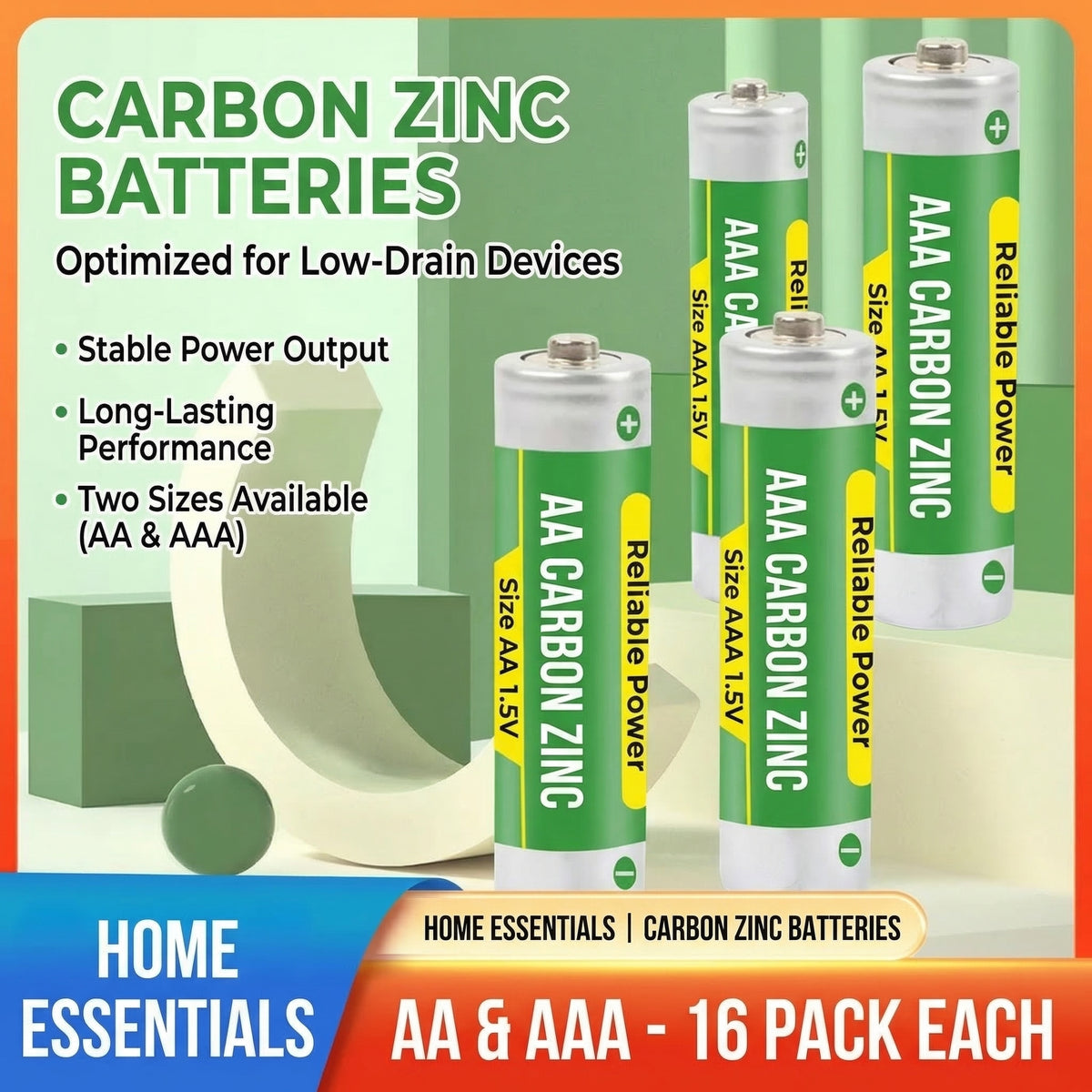 MHS AA & AAA Carbon Zinc Batteries