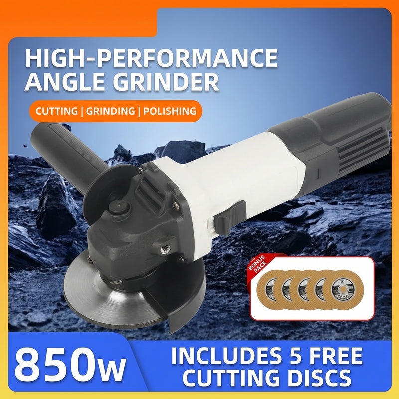MHS Heavy-Duty Corded Angle Grinder with 5 Cutting Discs