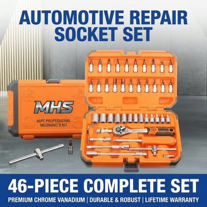 MHS 46-Piece 1/4" Drive Socket & Ratchet Tool Set with Storage Case