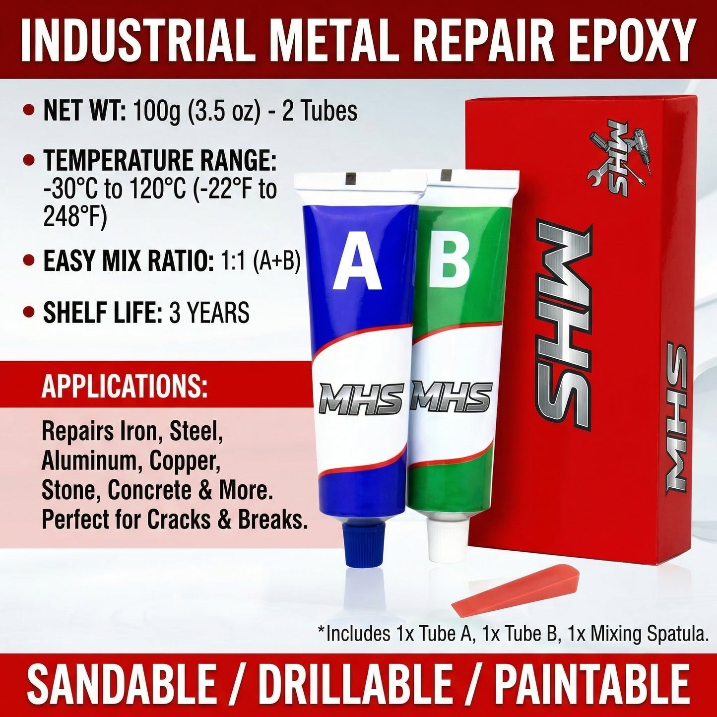MHS High-Strength 2-Part Epoxy Adhesive for Metal Repair