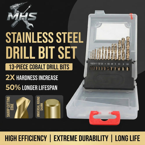 MHS M35 Cobalt Steel Twist Drill Bit Set – 13 Pieces